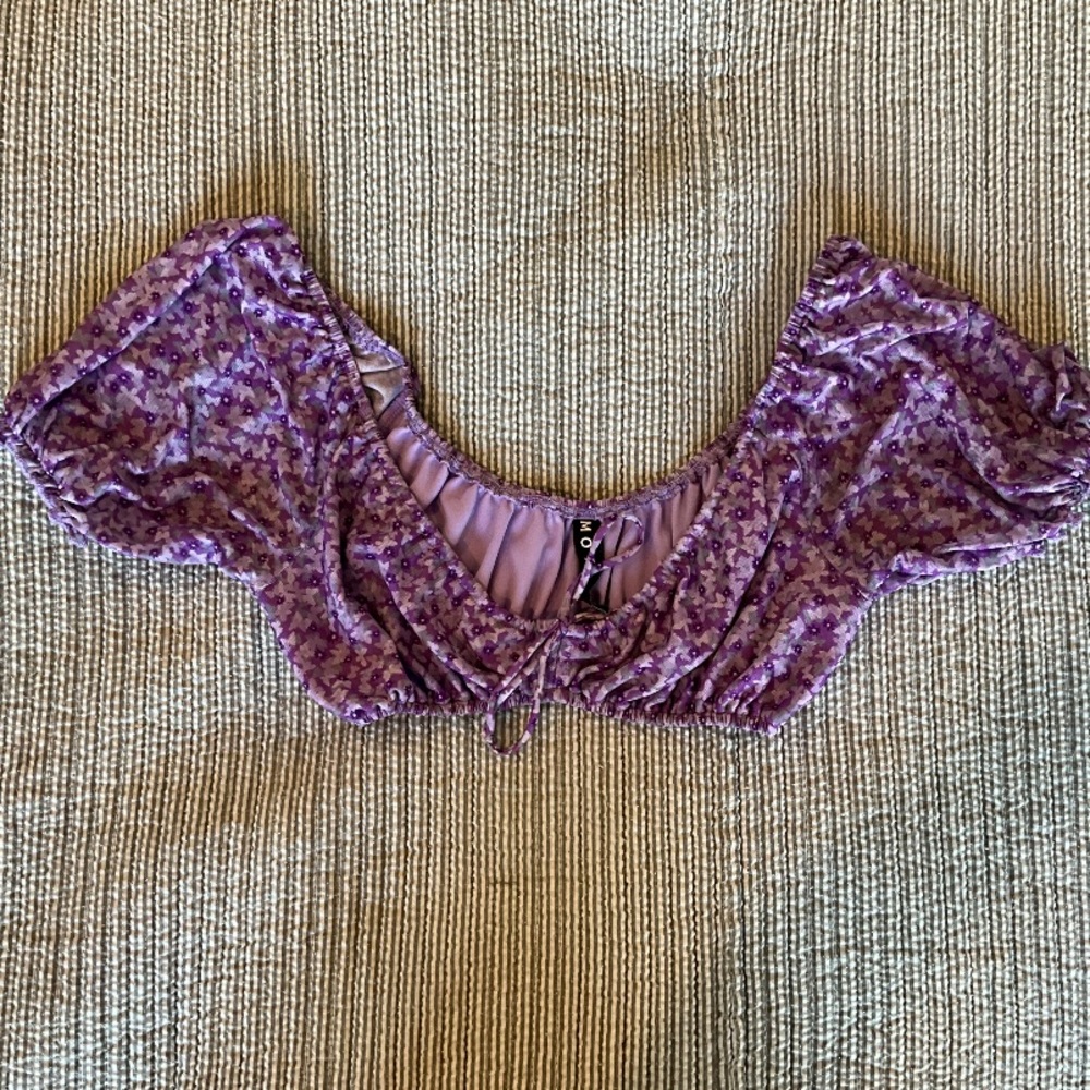 Motel Purple Floral Crop Top